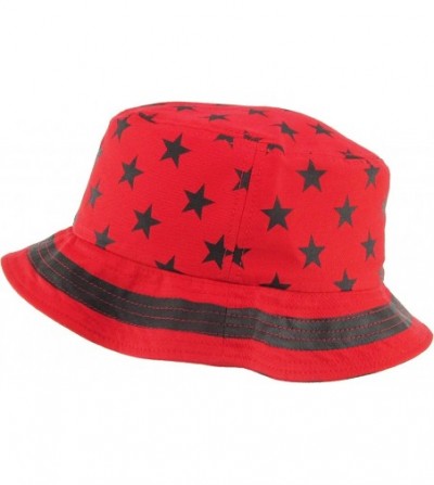Bucket Hats Floral Galaxy Leaf Aztec Tropical Print Bucket Hat Summer Boonie Cap - 02) Flag - Red - CQ11XOIM3V1