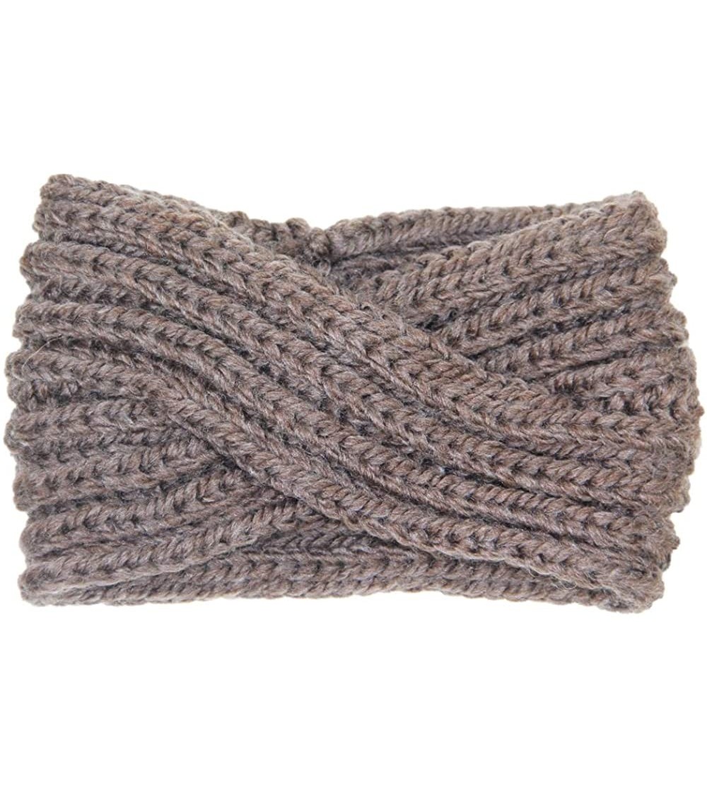 Cold Weather Headbands Women's Winter Knitted Headband Ear Warmer Head Wrap (Flower/Twisted/Checkered) - Taupe - CZ18HD3CA44