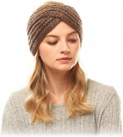 Cold Weather Headbands Women's Winter Knitted Headband Ear Warmer Head Wrap (Flower/Twisted/Checkered) - Taupe - CZ18HD3CA44