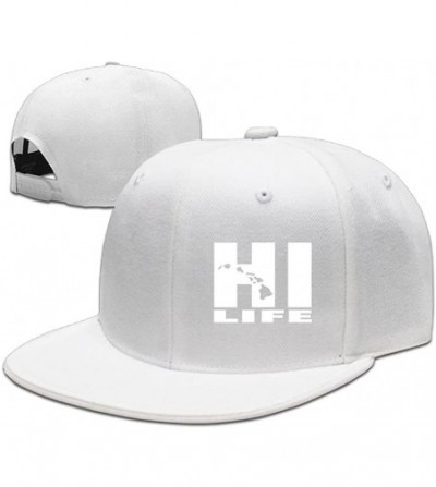 Baseball Caps Adjustable Baseball Caps Flat Brim Hat Unisex/Men/Women - Hawaii Hi Life Beautiful Art - White - CY18956M3I0
