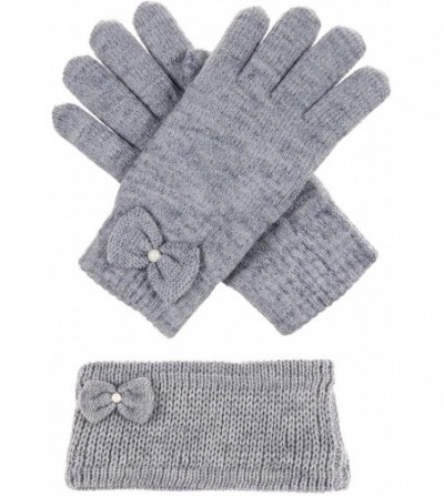 Headbands Womens Winter Cable Plush Warm Fleece Lined Knit Gloves & Headband 2 Pieces Set-Various Styles - CQ185SOAMQC
