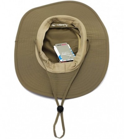 Sun Hats Outdoor Waterproof Boonie Hat Wide Brim Breathable Hunting Fishing Safari Sun Hat Unisex - Deep Khaki - C917AZM68US