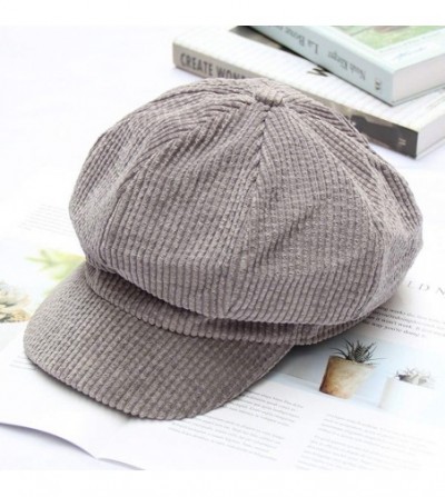 Newsboy Caps Newsboy Hats for Women - Cabbie Painter Cap Corduroy Peaked Ivy Berets for Spring Autumn and Winter - Gray - CB1...