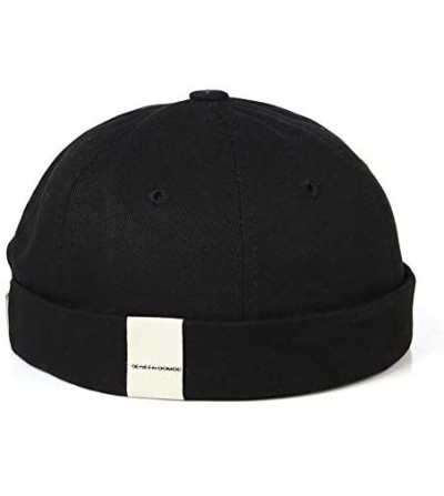 Skullies & Beanies Men Hats Docker Cap Hats Beanie Sailor Cap Worker Hat Rolled Cuff Retro Brimless Hat with Adjustable - A9-...