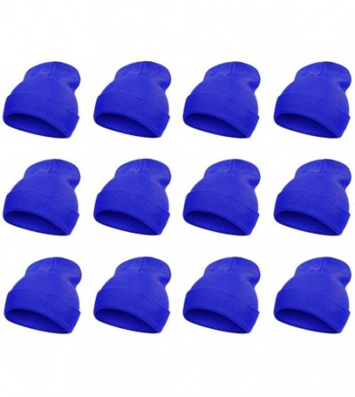 Skullies & Beanies Solid Winter Long Beanie - 12 Piece Wholesale - Royal - C818YW4YL7O