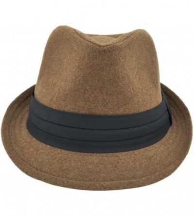 Fedoras Unisex Classic Solid Color Felt Fedora Hat with Black Band - Taupe - CF12CFYPNVB