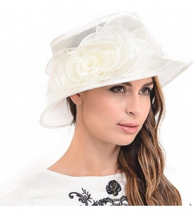Sun Hats Women Floral Wedding Dress Tea Party Derby Racing Hat - Cream - C512H97NNFH