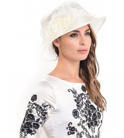 Sun Hats Women Floral Wedding Dress Tea Party Derby Racing Hat - Cream - C512H97NNFH