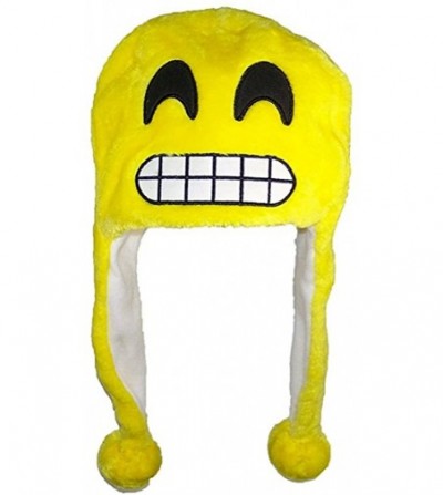 Skullies & Beanies Plush Soft Animal Beanie Hat Halloween Cute Soft Warm Toddler to Teen - Emoji Grinning Smile - CU189U4HEYC