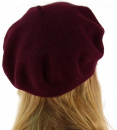 Berets Classic Winter 100% Wool Warm French Art Basque Beret Tam Beanie Hat Cap - Purple - CZ11P28VOI9