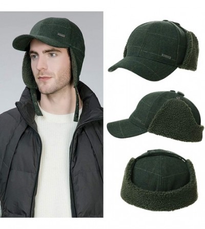 Newsboy Caps Mens Womens Winter Wool Baseball Cap with Ear Flaps Faux Fur Earflap Trapper Hunting Hat for Cold Weather - CG18...