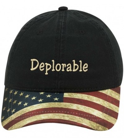 Baseball Caps DEPLORABLE AMERICAN Trump Unisex snap backs cap for Mens or Womens - Black With American Flag - C818LH3IDZL