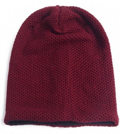Skullies & Beanies Unisex Adult Winter Warm Slouch Beanie Long Baggy Skull Cap Stretchy Knit Hat Oversized - Claret - CZ128JX...