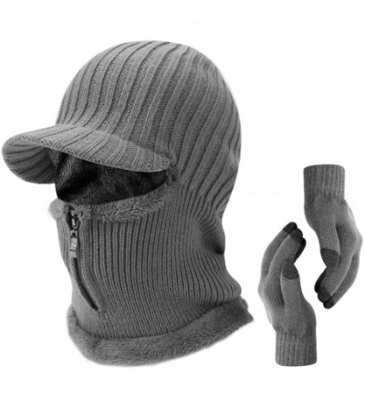 Balaclavas Winter Knitted Balaclava Beanie Hat Warm Cycling Ski Mask Universal Size - C-grey - CU18ASD69SA