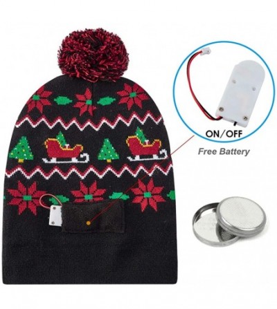Skullies & Beanies Led Christmas Hat Adult Kids Light Up Warm Cap Xmas Knit Winter Beanie - Multicoloured-014 - CK18YGDL8TE