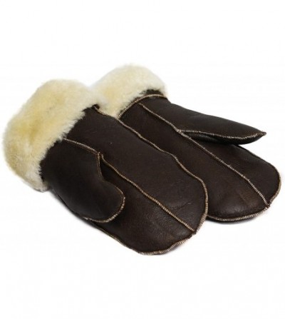 Skullies & Beanies Unisex Soft Thick 100% Sheepskin Leather Black Mittens Ideal for Winter - Cream - C418KAQYUMA