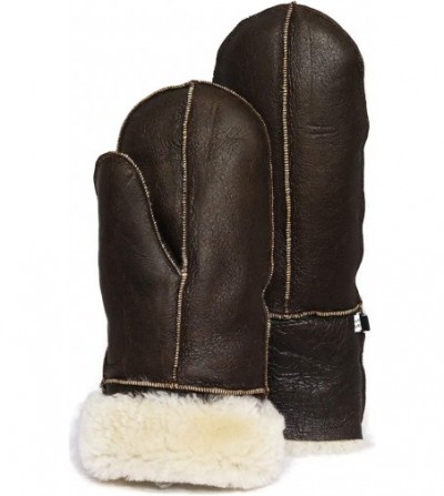 Skullies & Beanies Unisex Soft Thick 100% Sheepskin Leather Black Mittens Ideal for Winter - Cream - C418KAQYUMA