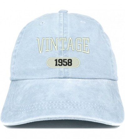 Baseball Caps Vintage 1958 Embroidered 62nd Birthday Soft Crown Washed Cotton Cap - Light Blue - CU180WZWKZL