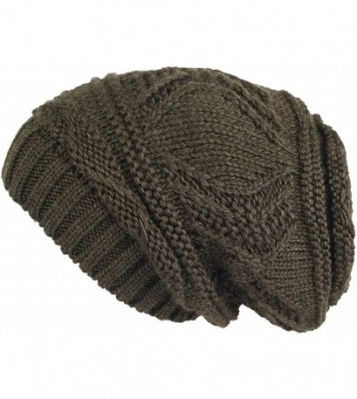 Skullies & Beanies Knit Slouchy Oversized Soft Warm Winter Beanie Hat - Dark Olive - CG188C2GO37
