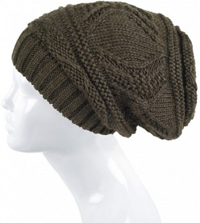 Skullies & Beanies Knit Slouchy Oversized Soft Warm Winter Beanie Hat - Dark Olive - CG188C2GO37