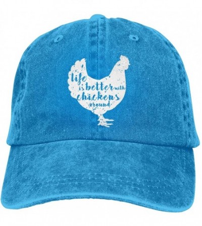 Baseball Caps Life is Better with Chickens Around Vintage Adjustable Ponytail Cowboy Cap Gym Caps for Female Women Gifts - Bl...