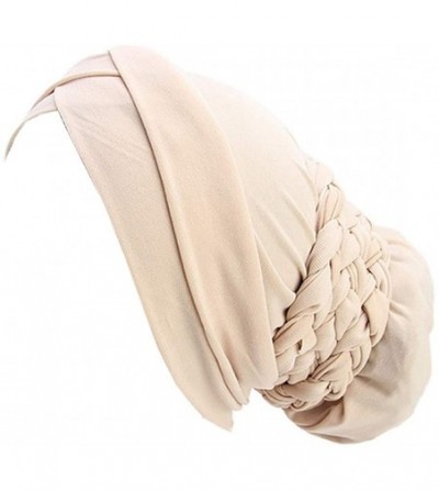Skullies & Beanies Turban Soft Breathable Braided Durag Hair Snood Bun Hat Hair Braid - Tjm-341-1-beige - CE18M26GCLE