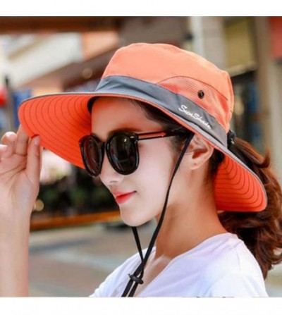 Sun Hats Outdoor UPF 50+ UV Sun Protection Waterproof Breathable Wide Brim Bucket Sun Hat for Men/Women - Orange - CT18OA8NE60