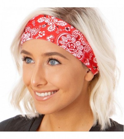 Headbands Adjustable & Stretchy Printed Xflex Wide Headbands for Women Girls & Teens (Printed Red Bandana) - CB12O0L2537
