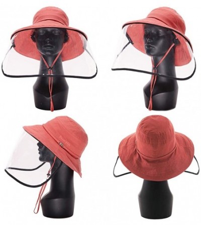 Newsboy Caps Womens UPF50+ Linen/Cotton Summer Sunhat Bucket Packable Hats w/Chin Cord - 00016_red(with Face Shield) - C917YE...