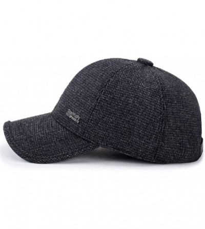 Newsboy Caps Men's Winter Warm Wool Woolen Tweed Peaked Baseball Cap Hat with Fold Earmuffs Warmer - Z Black - CJ189OXG65D