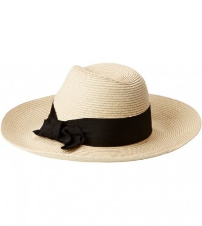 Sun Hats Women's Adriana Toyo Straw Fedora Packable Sun Hat- Rated UPF 50+ for Max Sun Protection - Natural/Black - CX11QC1J2AB