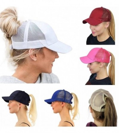 Baseball Caps Custom Hats-Fashion Ponytail Hat for Women Men Funny Messy Buns Mesh Trucker Baseball Hats Snapback Visors - CX...