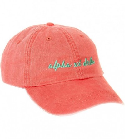 Baseball Caps Alpha Xi Sorority Baseball Hat Cap Cursive Name Font Alpha zee - Coral - C01895XT2O0