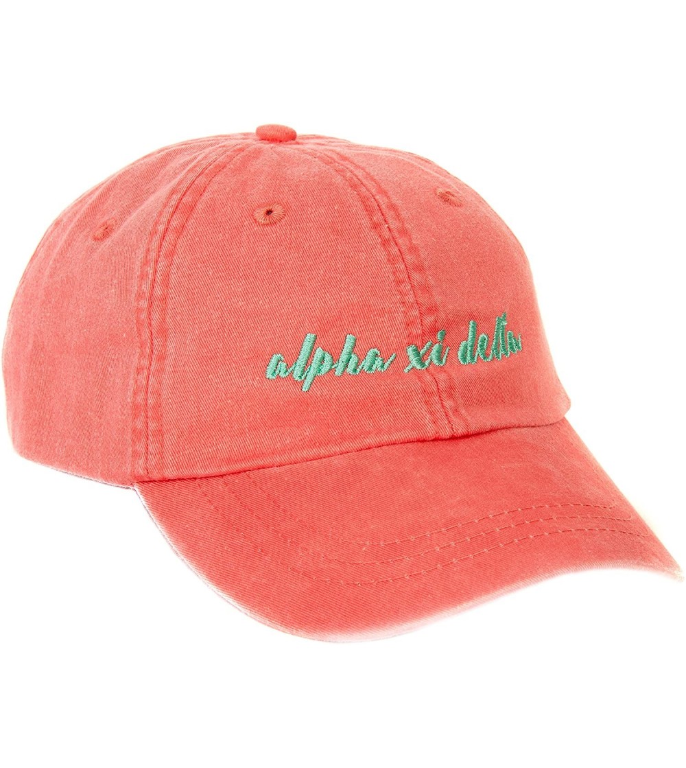 Baseball Caps Alpha Xi Sorority Baseball Hat Cap Cursive Name Font Alpha zee - Coral - C01895XT2O0