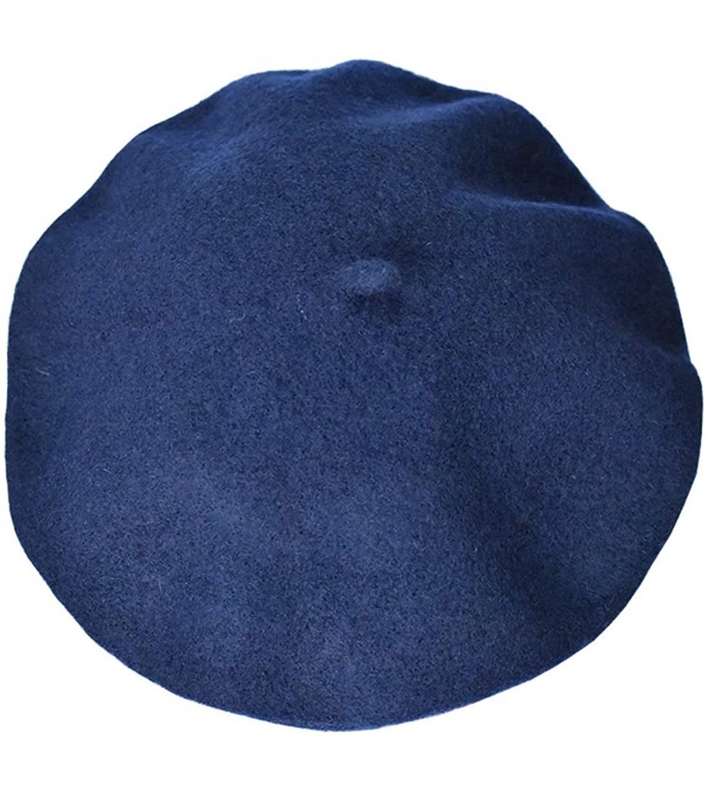 Berets Girls&Boys French Style Wool Beret Kids Hat - Navy Blue - CR18E7N2AU9