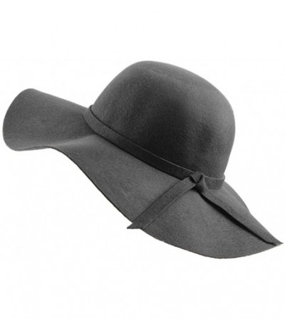 Sun Hats Women's 100% Wool Foldable Wide Brim Retro Fedora Floppy Felt Bowler Hat - V-blue Grey - CL1807YC4RI