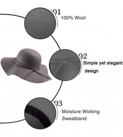Sun Hats Women's 100% Wool Foldable Wide Brim Retro Fedora Floppy Felt Bowler Hat - V-blue Grey - CL1807YC4RI