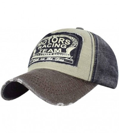 Baseball Caps Vintage Washed Denim Baseball Cap Classic Cotton Dad Hat Adjustable Plain - Coffee - C418DK0MGKO