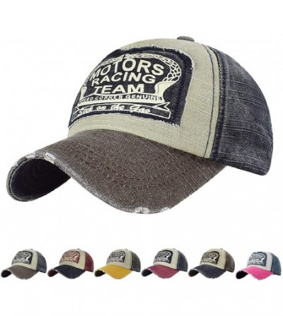 Baseball Caps Vintage Washed Denim Baseball Cap Classic Cotton Dad Hat Adjustable Plain - Coffee - C418DK0MGKO