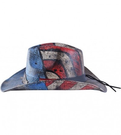 Cowboy Hats Western Outback Cowboy Hat Men's Women's Style Straw Felt Canvas - 011 Blue Usa - CY196R75T4E
