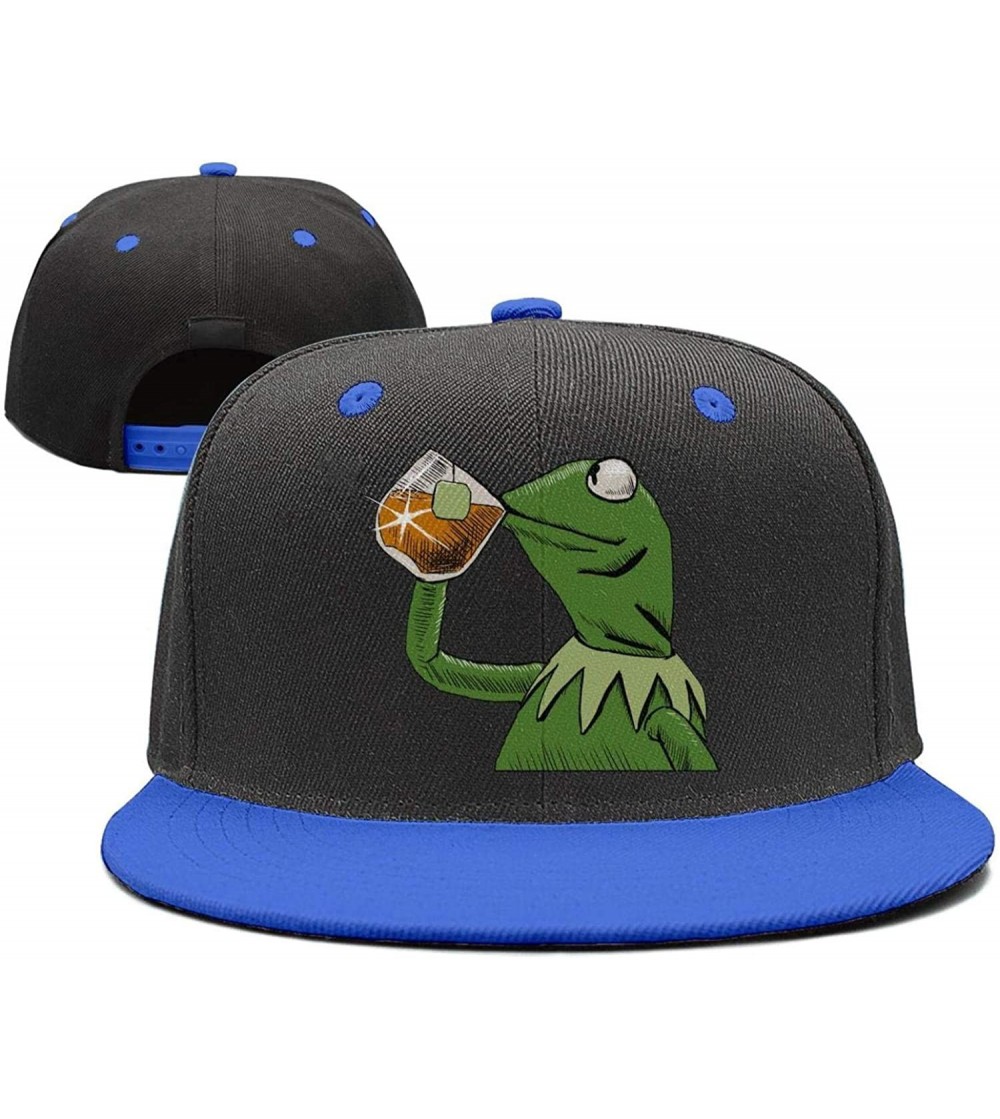 Baseball Caps The Frog "Sipping Tea" Adjustable Strapback Cap - 1000funny-green-frog-sipping-tea-11 - CY18ICX4MNK