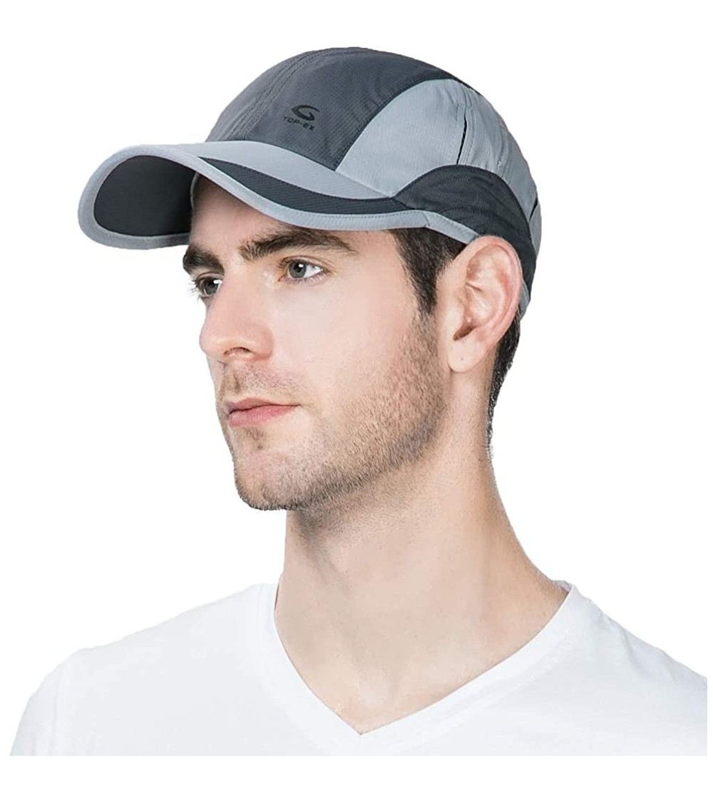 Baseball Caps Waterproof UV Foldable Baseball Cap w/Detachable Flap Quick-Dry Sun Protection - 66022_grey - CD128KS0MZX