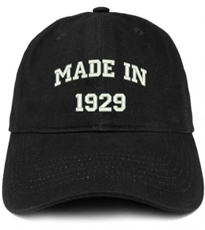 Baseball Caps Made in 1929 Text Embroidered 91st Birthday Brushed Cotton Cap - Black - CE18C9Y4S4T