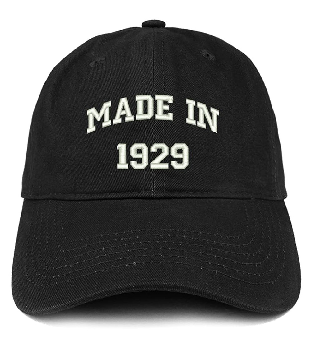 Baseball Caps Made in 1929 Text Embroidered 91st Birthday Brushed Cotton Cap - Black - CE18C9Y4S4T