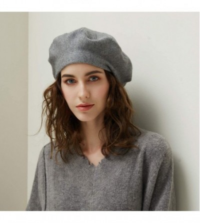 Berets Women Basque Beret for Adults Girls Lady Solid Color French Beret Artist Hat Knitted Cap Autumn Winter Hat - Grey - C0...