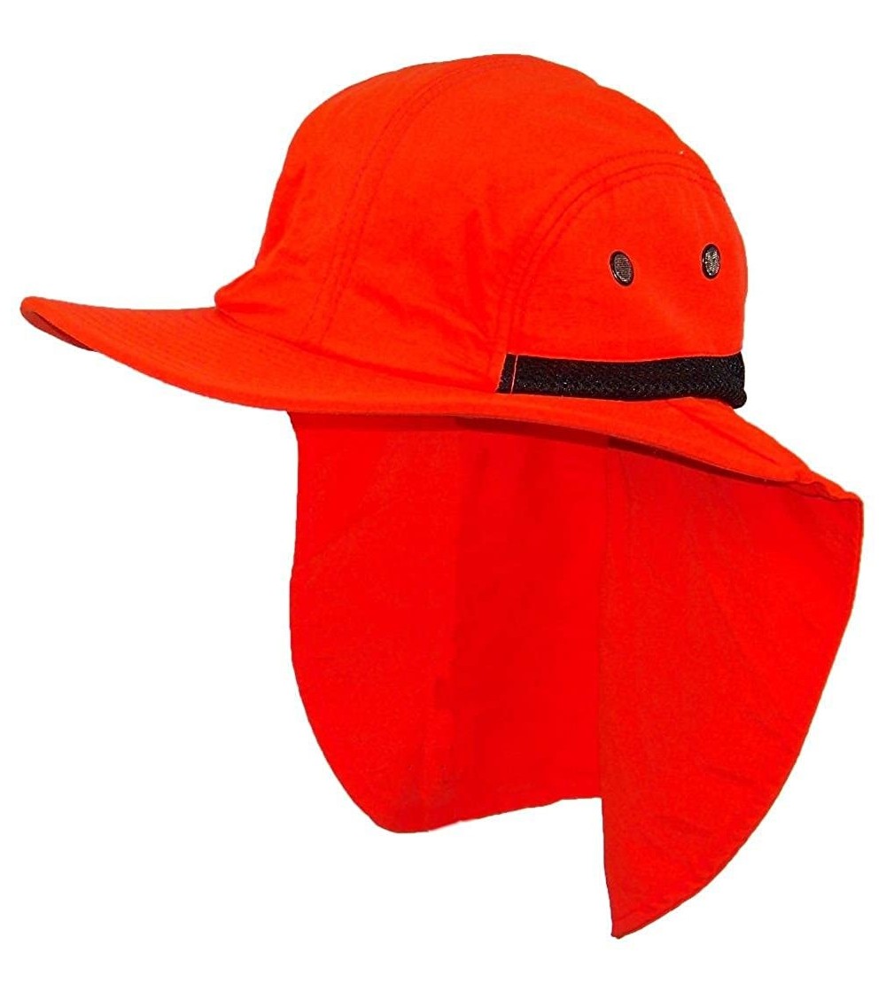 Sun Hats Men/Women Wide Brim Summer Hat with Neck Flap (One Size) - Neon Orange - CY183OAAOZI