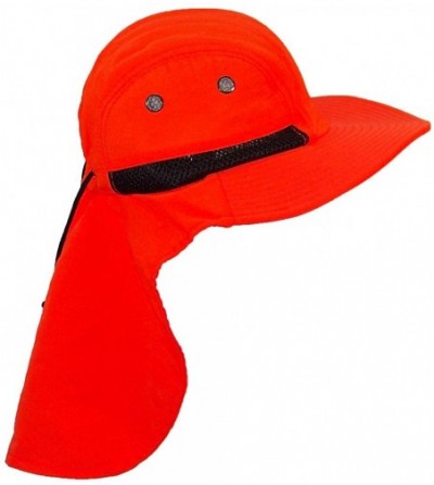 Sun Hats Men/Women Wide Brim Summer Hat with Neck Flap (One Size) - Neon Orange - CY183OAAOZI