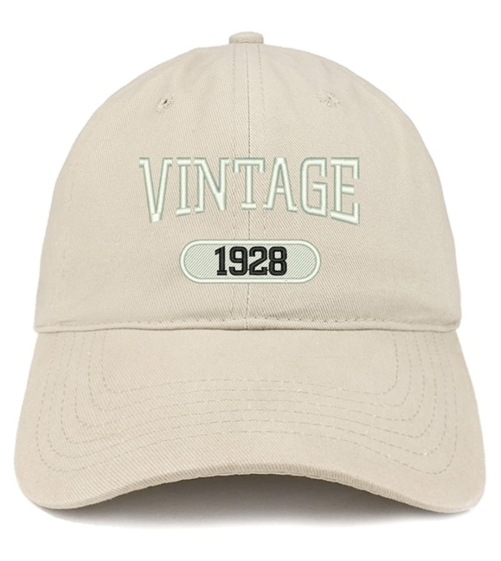 Baseball Caps Vintage 1928 Embroidered 92nd Birthday Relaxed Fitting Cotton Cap - Stone - CE180ZG5LH7