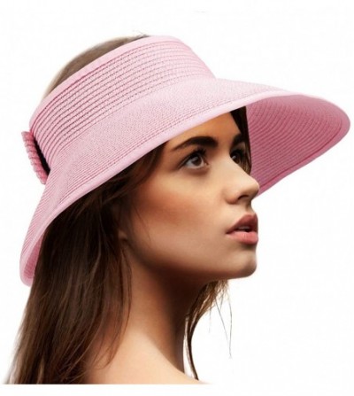 Sun Hats Foldable Sun Visors for Women - Beach Hat Wide Brim Sun Hat Roll-Up Straw Hat - CG18T4QTOQC