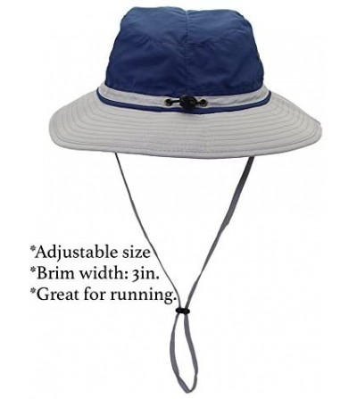 Sun Hats Outdoor Sun Hats with Wind Lanyard Bucket Hat Fishing Cap Boonie for Men/Women/Kids - Blue Grey - C917YX7SDIX